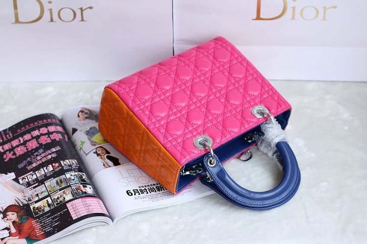 lady dior lambskin leather bag 6322 rosered&orange